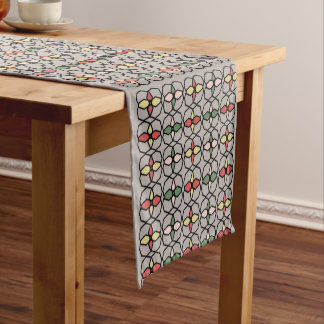 Chemin De Table Court Art Nouveau Style Vintage Gris, vert, jaune,
