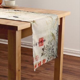 Chemin De Table Court Art oriental chinois ancien en début d'automne