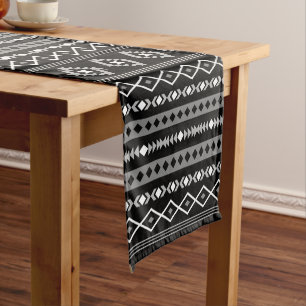 Chemin De Table Court Aztec Blanc Gris Noir Motifs Mixtes Rpt Motif