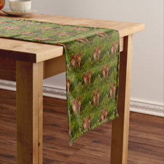 Chemin De Table Court Baby Chipmunks Animal Nature Art 