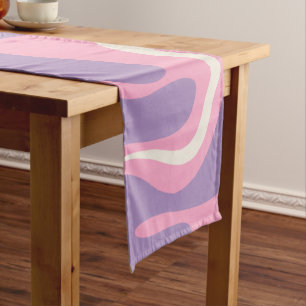 Chemin De Table Court Balayage liquide rétro Super rose violet Abstrait