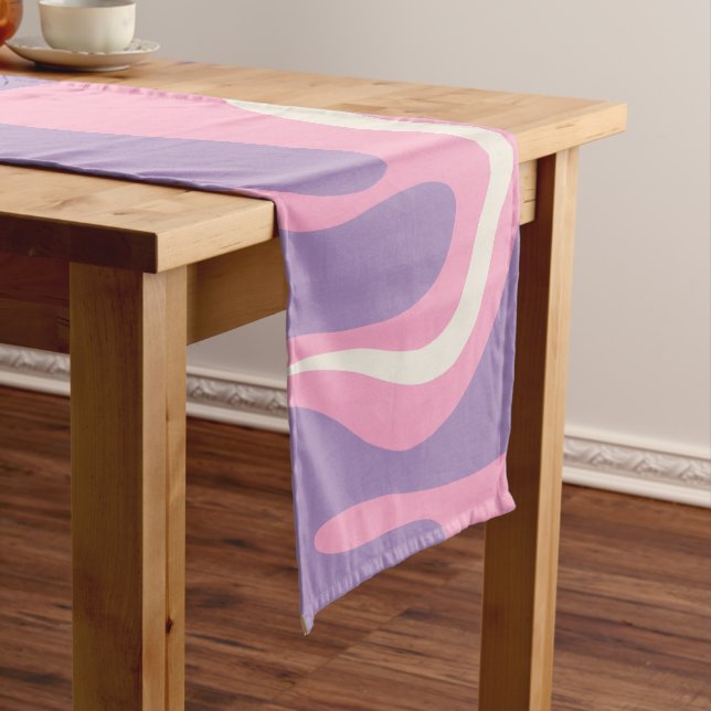 Chemin De Table Court Balayage liquide rétro Super rose violet Abstrait (In Situ)