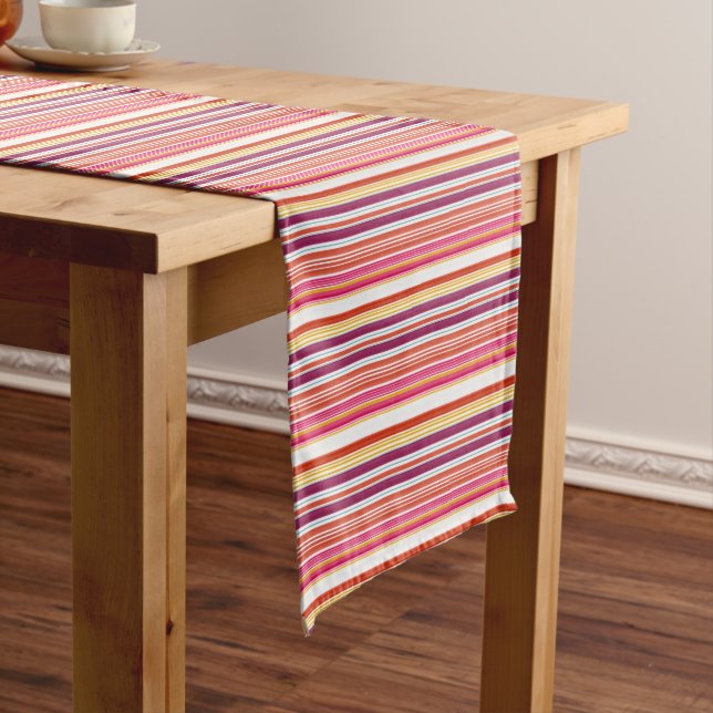 Chemin De Table Court Bandes brunes rose mignonnes (In Situ)