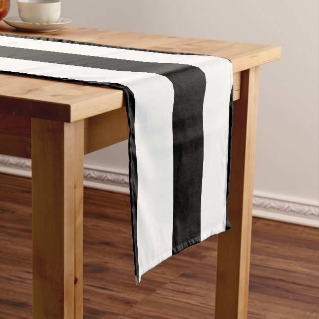Chemin De Table Court Bandes Verticales Noires Et Blanches (In Situ)