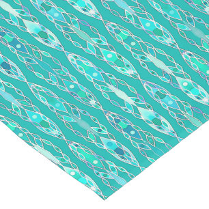 Chemin De Table Court Batik tribal - turquoise et aigue-marine