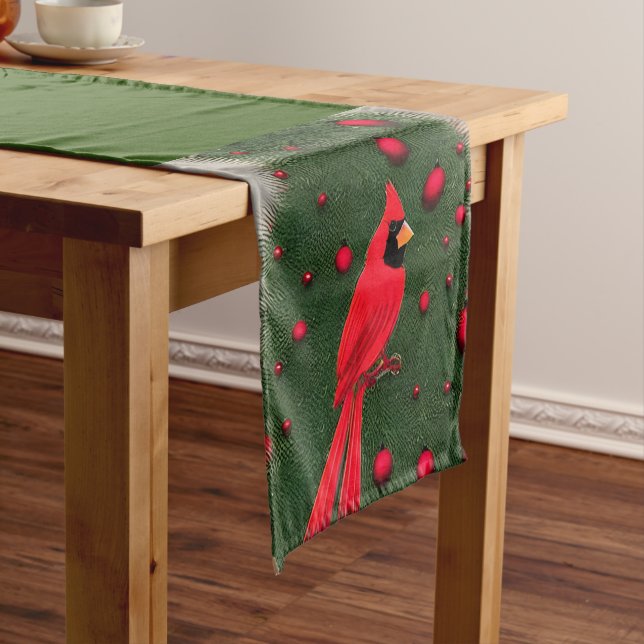 Chemin De Table Court Beau Cardinal Rouge Noël (In Situ)