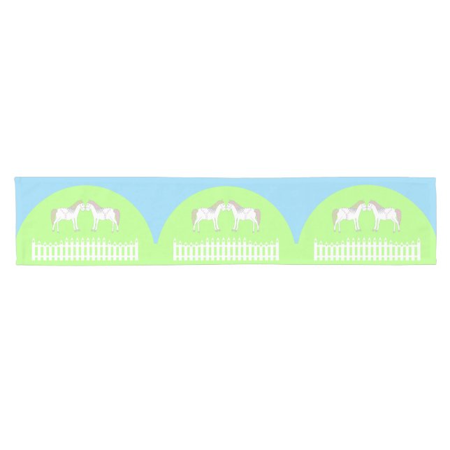 Chemin De Table Court Beau Chevaux Mariages blancs (Horizontal)