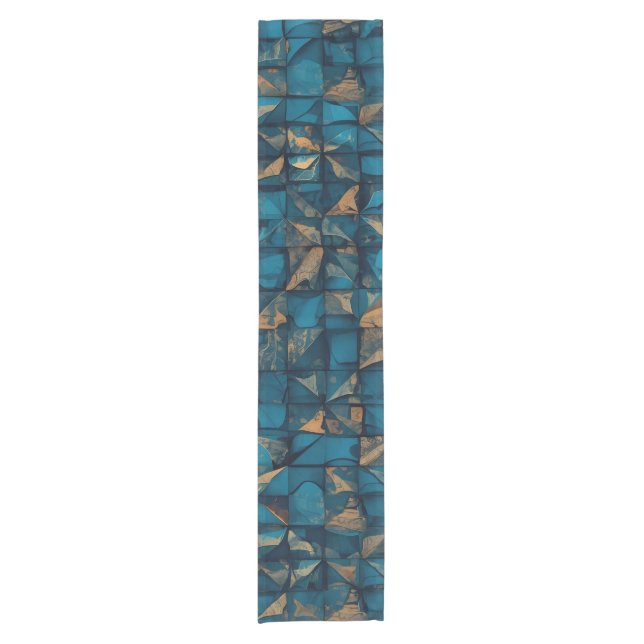 Chemin De Table Court Beautiful Patchwork "Look" in Dark Teal (Devant)