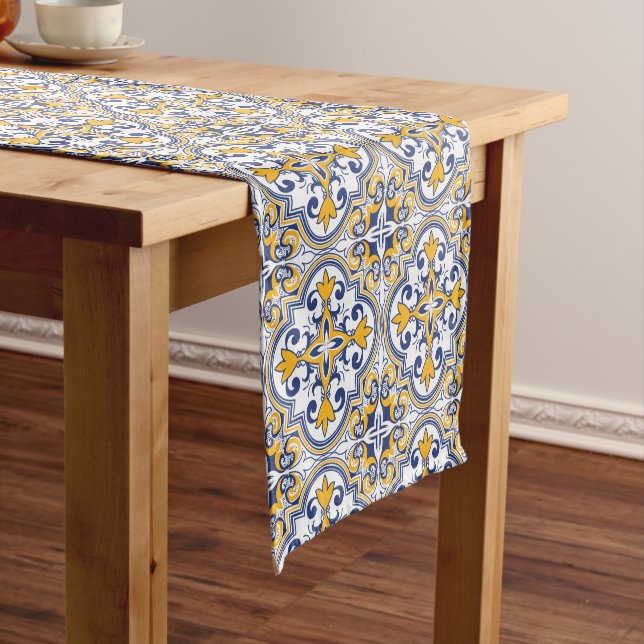 Chemin De Table Court 💙 💛 Beaux azulejos bleu et jaune 9,  (In Situ)