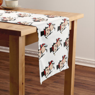 Chemin De Table Court Bébé mignon avec chapeau et dessin animé de cravat