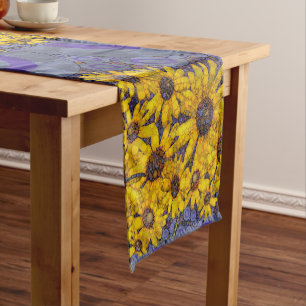 Chemin De Table Court Bel abrégé sur jaune bleu tournesols