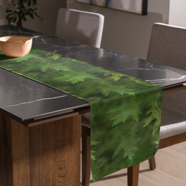 Chemin De Table Court Belle feuille verte Feuilles automne automne autom (Créateur téléchargé)