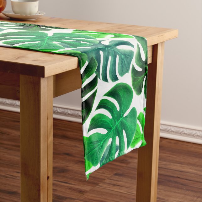 Chemin De Table Court Belle Table Runner avec Feuilles tropicaux Imprime (In Situ)