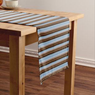 Chemin De Table Court Belles rayures bleu vintage