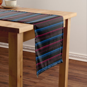 Chemin De Table Court Belles rayures rose bleue