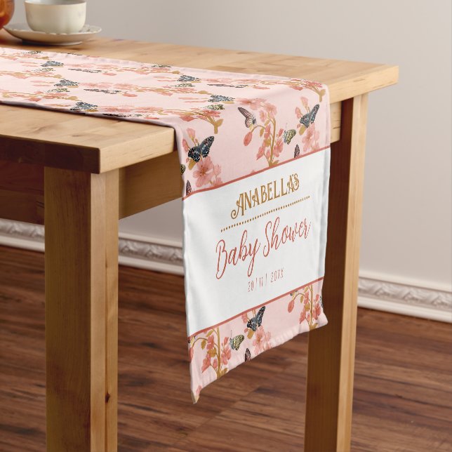 Chemin De Table Court Beurre rose pâle Baby shower court Runner table co (In Situ)