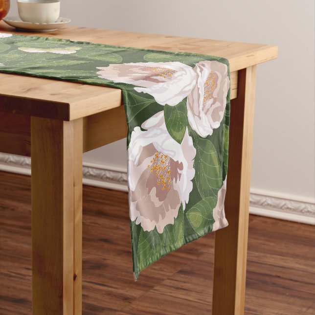 Chemin De Table Court Big Bloom Camellia Charme (In Situ)