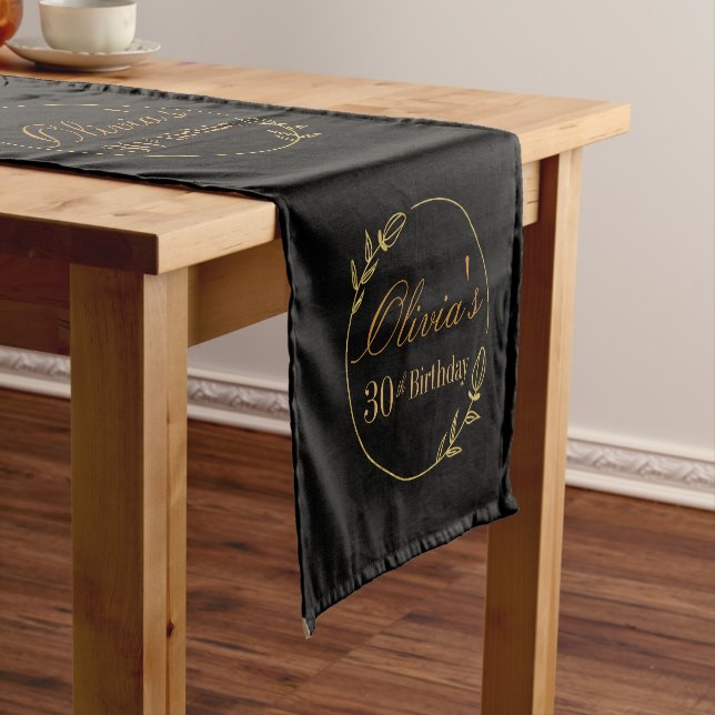 Chemin De Table Court Black and Gold Personalized (In Situ)