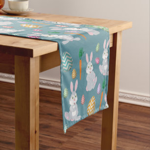 Chemin De Table Court Bleu mignon lapin lapin Motif