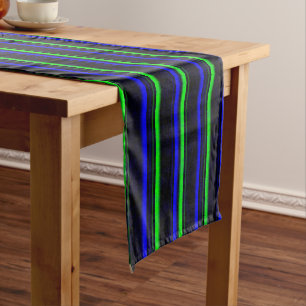 Chemin De Table Court Bleu Noir Grandes Vertes