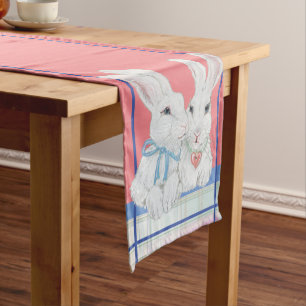 Chemin De Table Court Bleu rose Bleu de Pâques Plaid Vintage