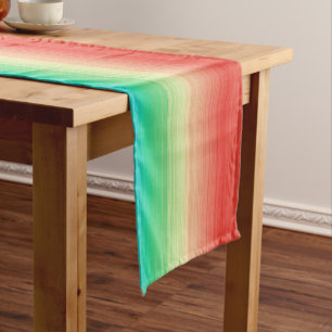 Chemin De Table Court Bleu rouge jaune vert rayures