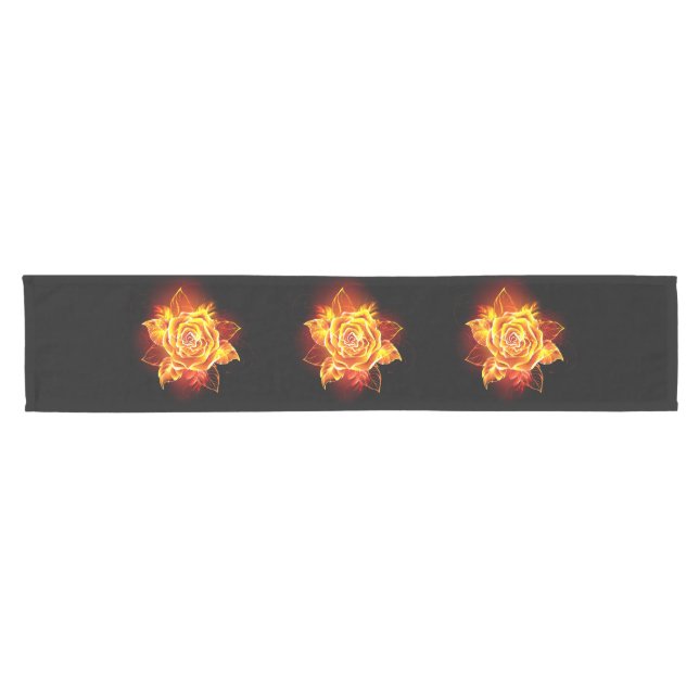 Chemin De Table Court Blooming Fire Rose (Horizontal)