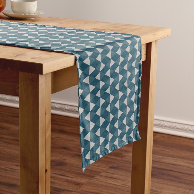 Chemin De Table Court Blue diamonds pattern (In Situ)