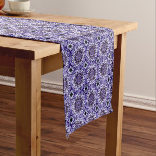 Chemin De Table Court Blue Hydrangea Flower Petals Abstrait Art Motif