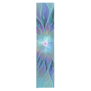 Chemin De Table Court Blue Purple Flower Dream Abstrait Fractal Art