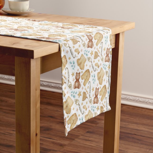 Chemin De Table Court Boho Baby Clothes & Teddy Bear Runner (In Situ)