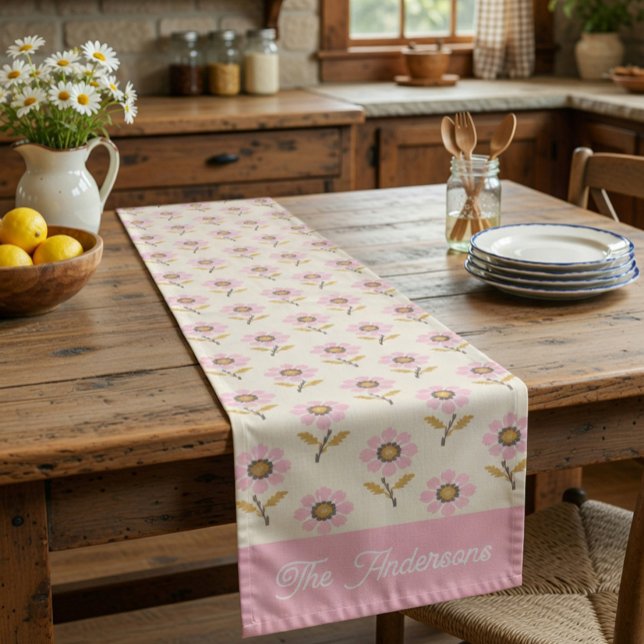 Chemin De Table Court Boho Broderie Ukrainienne Fleurie Point de Croix (Créateur téléchargé)