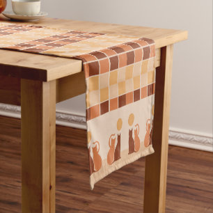 Chemin De Table Court Boho Cats Sunset Desert