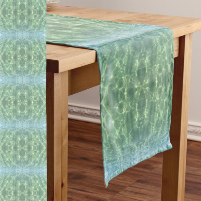 Chemin De Table Court Boho Chic Tropical Eau Aquamarine (Créateur téléchargé)