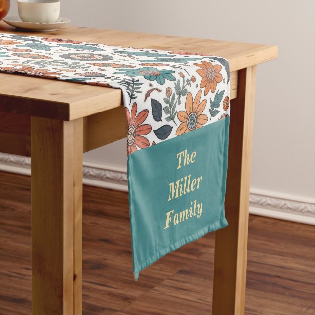 Chemin De Table Court Boho Fall Florals Thanksgiving Dîner Personnaliser (In Situ)