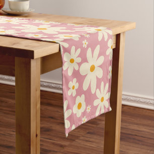Chemin De Table Court Boho rose désert de marguerite rétro