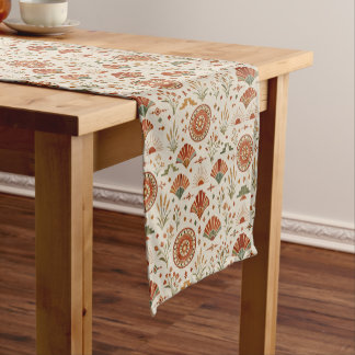 Chemin De Table Court Boho Southwestern Sunburst Floral Pattern
