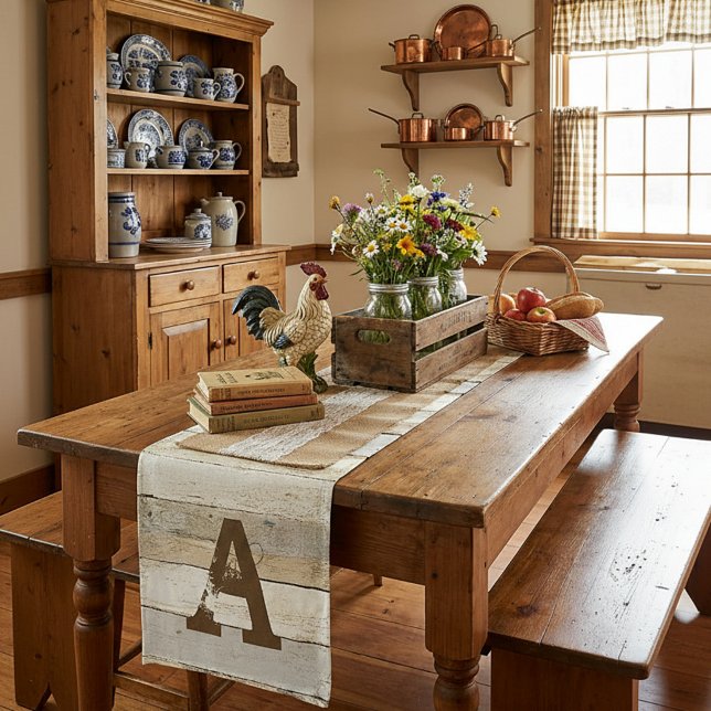 Chemin De Table Court Bois rustique et lettre (Créateur téléchargé)