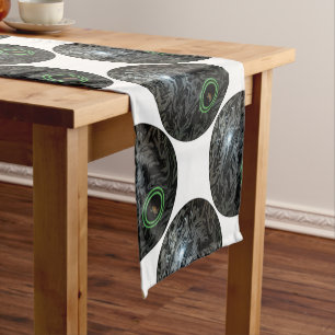Chemin De Table Court Bol De Pelouse Noir Et Gris, Coureur De Table