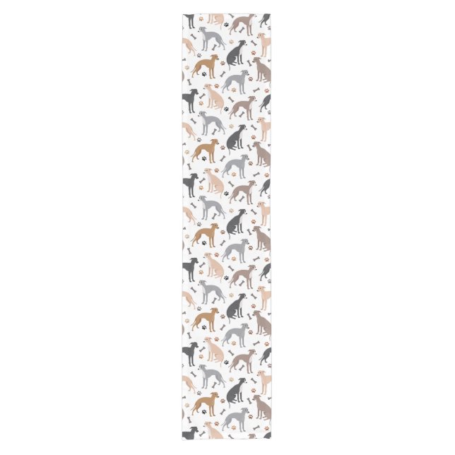 Chemin De Table Court Bones et pattes de chien gris italien Table abrégé (Devant)