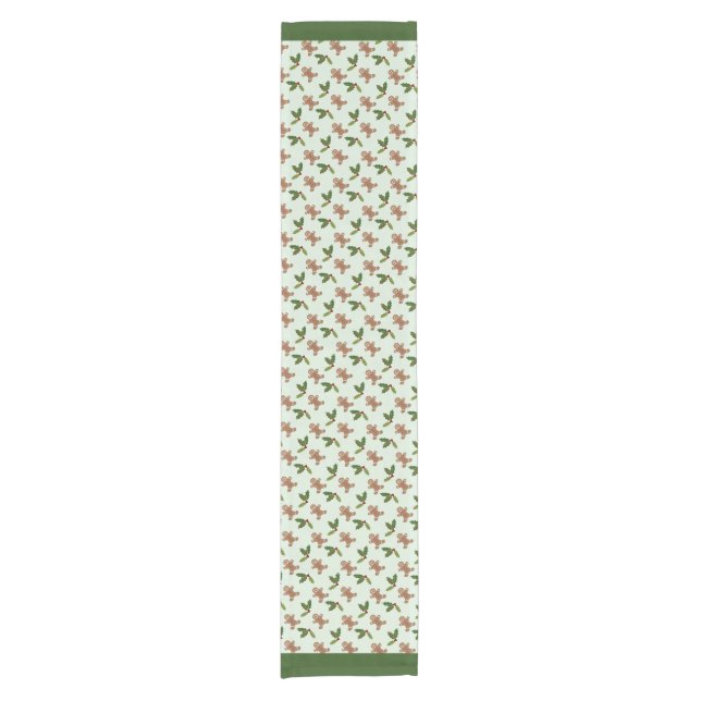 Chemin De Table Court Bonhommes en pain d'épice et houx (Devant)