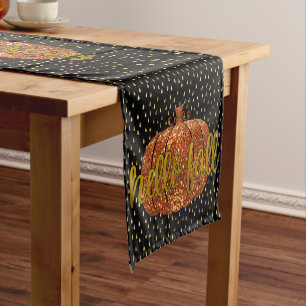 Chemin De Table Court Bonjour Parties scintillant d'automne Citrouille +
