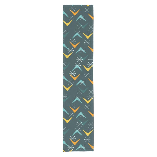 Chemin De Table Court Boomerangs du milieu du siècle Starburs Turquoise (Devant)