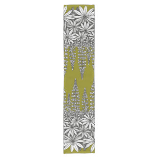 Chemin De Table Court Botanical Lupine Mustard Yellow Table Runner
