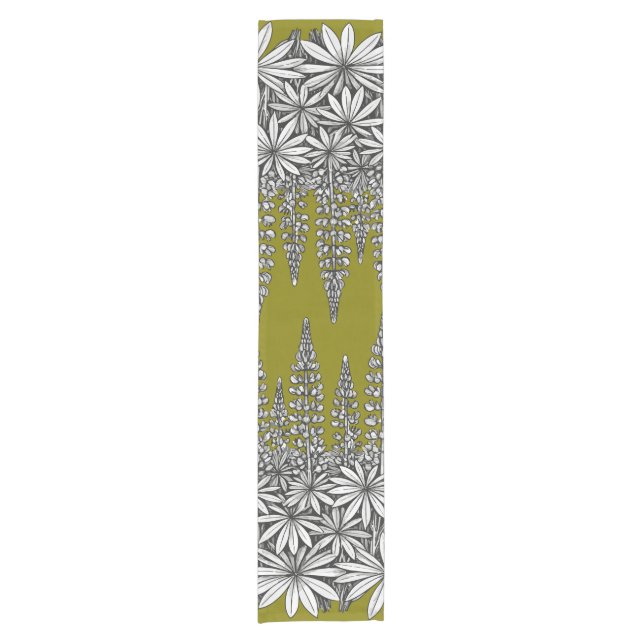 Chemin De Table Court Botanical Lupine Mustard Yellow Table Runner (Devant)