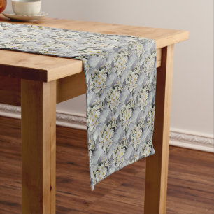CHEMIN DE TABLE COURT BOUQUET DE JOURNÉES BLANCHES COURTE TABLE COURTE