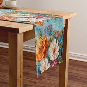 Chemin De Table Court Bouquets de fleurs peintes