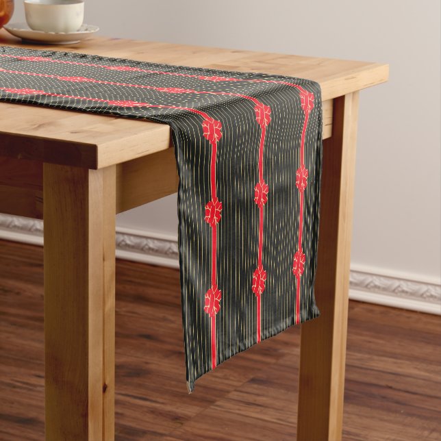 Chemin De Table Court Bow noir et rouge (In Situ)