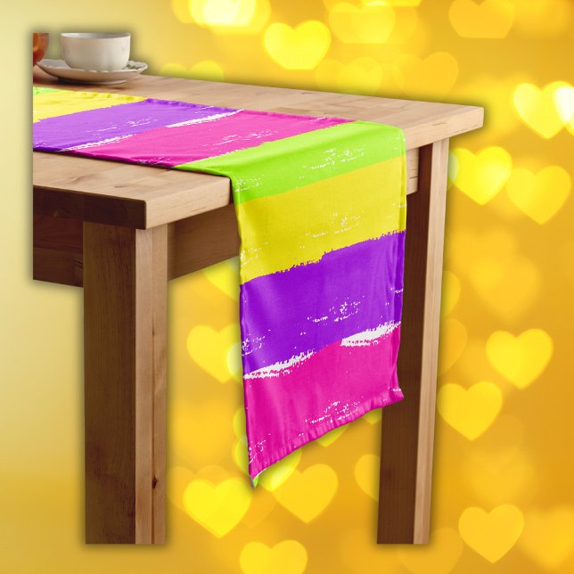 Chemin De Table Court Bright Neon Peinture Brush Strots | (Créateur téléchargé)
