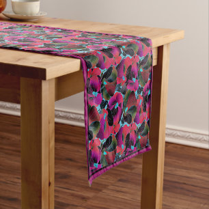 Chemin De Table Court Bright pink floral medium table runner